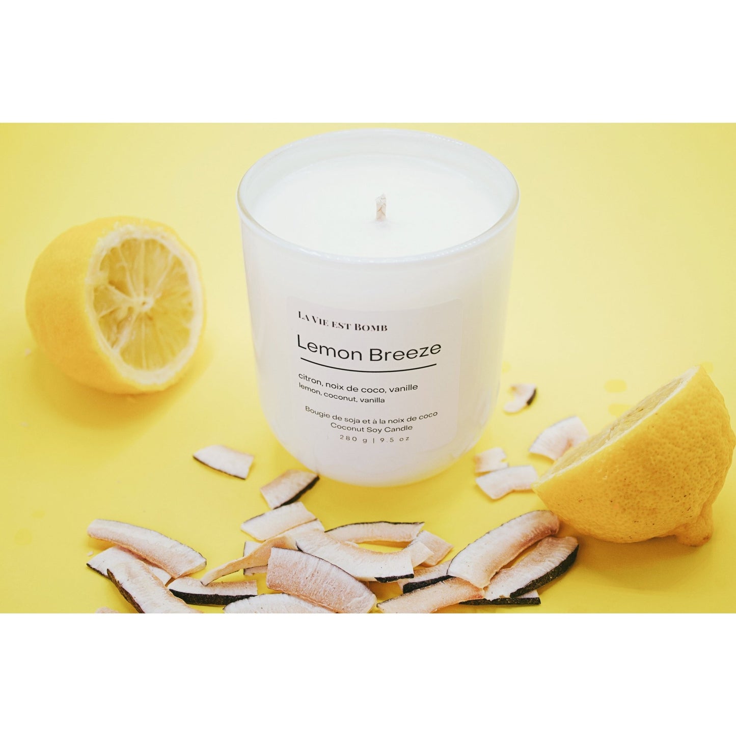 Lemon Breeze Coconut Soy Candle - La Vie Est Bomb